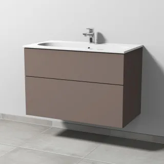 Sanipa 3way Waschtischunterbau zu Geberit Acanto Slim Waschtisch mit 2 Auszügen, Taupe-Matt SP4121T