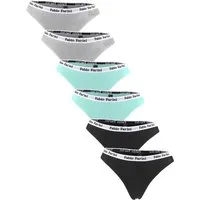 Fabio Farini String Damen Unterhosen - Frauen Tanga aus Baumwolle (Packung, 6-St) im sportlichen Look mit Designerbündchen