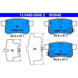 ATE Bremsbel?ge hinten Honda Accord 8 9