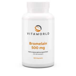 Vitaworld Bromelain 500 mg | 100 Kapseln | eiweißspaltendes Enzym aus der Ananas | magensaftresistent | vegan