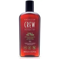 American Crew Haarshampoo 3-IN-1: SHAMPOO, CONDITIONER & DUSCHGEL, mit Teebaumöl, beseitigt Körpergerüche, natürlicher Glanz für das Haar