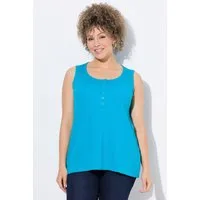 Ulla Popken Longtop Top Rippjersey Rundhals Knopfleiste ärmellos