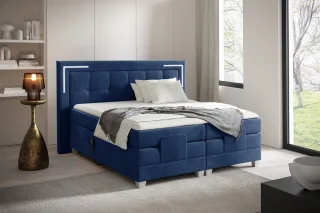 Boxspringbett Elektrisch Bett DORES 140x200cm in Stoff Fresh Dunkelblau
