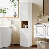 HOMCOM Badkommode schmaler Badschrank mit 2 geriffelten Soft-Close-Türen, offenem Regal (Set, 1 St., 1 Badezimmerschrank), Schmal, Soft-Close