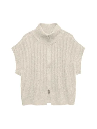 VERO MODA - VMBANG RIB SL HIGHNECK ZIPPER VEST NOOS Birch - Gr. - M