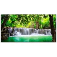 Tulup Leinwandbild Wandbild Canvas Groß Bilder Wohnzimmer Schlafzimmer Aufhängefertig, Wasserfall im Wald