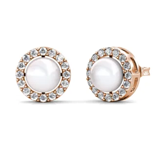 Circlet Perlenohrringe - Roségold und Kristall