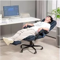 Vinsetto Schreibtischstuhl Bürostuhl mit Massagefunktion, Liege- & Wärmefunktion, Fußstütze (Bürostuhl, 1 St), 120 kg belastbar, für Arbeitszimmer, Büro, Blau