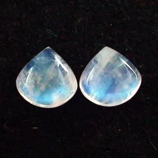 4,18 + 3,96 ct. Mondsteine mit  Blautönen - Mondsteine Pärchen mit Zertifikat