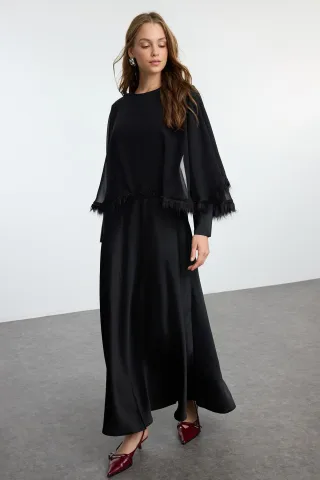 Langes, gerades, elegantes/legeres Hijab-Abendkleid für Damen