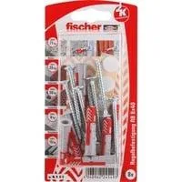 Dübel DUOPOWER 8x40 RB K hellgrau/rot, 8 Stück, mit Schraube und Aufklebern