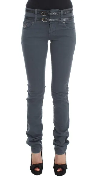 John Galliano - Jean Slim taille haute en coton mélangé bleu pour femme
