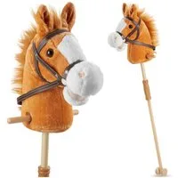tectake Steckenpferd Hobby Horse - Kindgerechtes Spielpferd mit Plüsch, (Set, 1er Set), Ergonomische Griffe für sicheren Halt beim Spielen