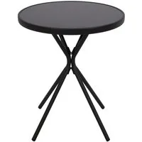 DEGAMO Gartentisch MILANO, 60cm rund, Metall anthrazit, Glasplatte schwarz