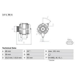 Bosch Lichtmaschine 90A Toyota Yaris P1 0986045861
