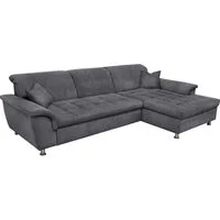 DOMO collection Ecksofa FRANZI 278x162 cm, L-Form, bequem, belastbar bis 140 kg/Sitz, Chenille, dunkelgrau