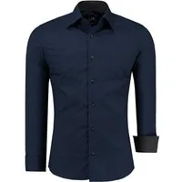 J'S FASHION Businesshemd JS12105 Slim Fit Langarm Herren Hemd mit farblich abgesetzten Elementen, Langarm Kentkragen Uni