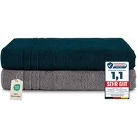 Komfortec Saunatuch Frotte aus 100% Baumwolle, Frottee (Packung, 2-St), 80x200 Saunatücher set XXL, Weich, Schnelltrocknend
