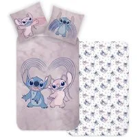 MTOnlinehandel Bettwäsche Lilo & Stitch 135x200 + 80x80 cm, 100 % Baumwolle Biber, Flanell, 2 teilig, Disney's Kinderbettwäsche Teenagerbettwäsche