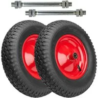Garronda Schubkarren-Rad Ersatzrad Schubkarrenrad Luftreifen Reifen Stahlfelge Achse GD-0163 (2 St., Reifen, Achse), 4.80/4.00-8 2PR