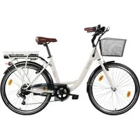 LLobe E-Bike Cityrad City E-Bike 26" Mando beige, 6 Gang Shimano Tourney Schaltwerk, Kettenschaltung, Heckmotor, 280,8 Wh
