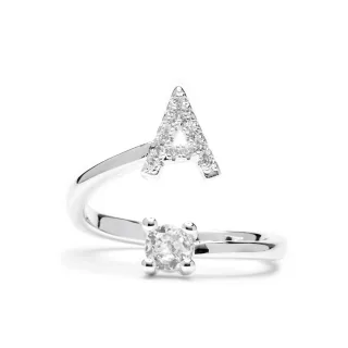 Luxenter-Ring mit brillantem Zirkonia-Silber-Finish – Alphabet