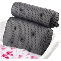 Refined Living Badewannenkissen Ergonomisches Badekissen mit 7 Saugnäpfen & 4D-Air-Mesh,Spa Badekissen, Duschkissen, Kopfstütze Badewanne, Luxus Badewannenkissen mit Aufhängehaken, Weiches 4D-Mesh Badekissen, Badewannenzubehör, Nackenkissen Badewanne