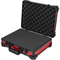 HMF Werkzeugkoffer Transportkoffer mit Noppen- & Rasterschaumstoff, Universalkoffer für, Kamera, Messgeräte & Tabletop-Miniaturen, 39 x 29 x 12 cm, Rot