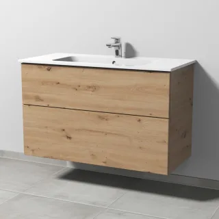 Sanipa 3way Waschtischunterbau zu Duravit ME by Starck Waschtisch mit 2 Auszügen, Eiche Natural-Touc SM72685