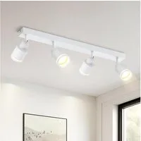 ZMH Deckenstrahler 4 Flammig Schwarz/Weiß Deckenlampe Metall GU10 für Schlafzimmer Flur, ‎Deckenmontage, ohne Leuchtmittel, Schwenkbar Modern Küchenlampe Deckenspots