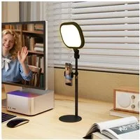 HOMCOM Tischleuchte dimmbare LED-Schreibtischlampemit Telefonhalterung, 5 Farbmodi, LED, für Schlafzimmer, Arbeitszimmer, Schwarz
