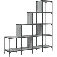 vidaXL Bücherregal Bücherregal Grau Sonoma 122x30x132 cm Holzwerkstoff und Metall, 1-tlg.