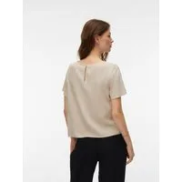 Vero Moda Blusenshirt VMMYMILO SS O-NECK TOP WVN GA mit Leinen