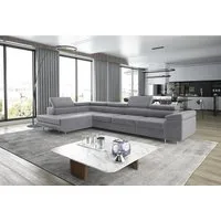 thematys Ecksofa ASTON LONG 355 x 204cm mit Schlaffunktion & Bettkasten – L-Sofa, mit 4 verstellbaren Kopfstützen, Cord (Poso) oder Samt (Monolith), - XXL Wohnlandschaft im modernen Design