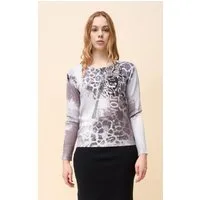 Passioni Strickpullover mit abstraktem Tiermuster