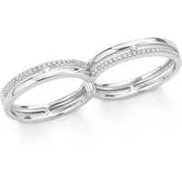 s.Oliver Silberring 925 Doppelring Zweifingerring Zirkonia
