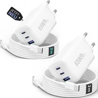 GreenHec 65w USB-C Ladegerät Mehrfach GAN Mehrfachstecker USB-A Charger Schnelllade-Gerät (50 mA, Spar-Set, Universelle Kompatibilität, 3 fach Netzteil Adapter Macbook quick charge Ladestation type c port)