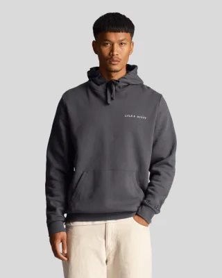 Lyle & Scott - Sweat � capuche brod� en gris fonc�