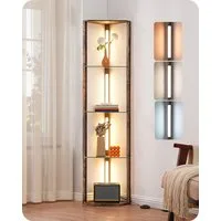 EDISHINE Stehlampe Wohnzimmer Dimmbar, Standleuchte mit Ablage, LED fest integriert, warmweiß bis kaltweiß dimmbar, LED Dimmbar Stehleuchte, Regal mit Licht
