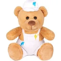 BRUBAKER Kuscheltier Teddybär Maler mit Latzhose und Mütze - 25 cm (Klecksteddy, 1-St., Malerbär Stofftier Plüschteddy), Plüschbär mit Malerhut und Farbflecken