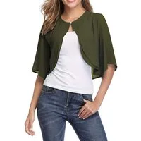 Zaewry Bolero Damen-Bolero aus Chiffon,3/4-Arm,Chiffon Coverup,Fließend,zart,luftig Geeignet für elegante Dinner-Anlässe