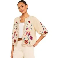 Love & Roses Shirtjacke Love & Roses Jacke mit Blumenstickerei (1-tlg)