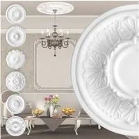 marbet design Wanddekoobjekt R-17 (Stuckrosette aus EPS Styropor, weiß, Zierelement, Stuck, Dekorbau Wand Deckenstuck Wandstuck rund)