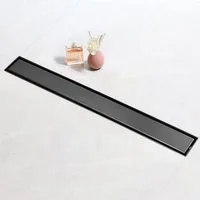 SaniteModar Duschrinne Schwarz Befliesbar Duschrinne extra flach, Edelstahl Bodenablauf, 1-St., 2-in-1 Wendbare Duschrinne, 60 cm