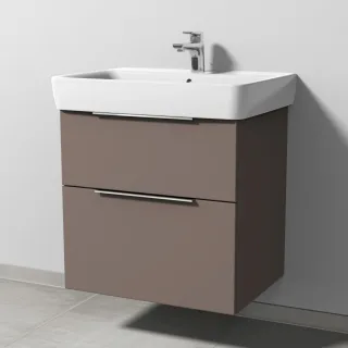 Sanipa 3way Waschtischunterbau zu Geberit Renova Plan Waschtisch mit 2 Auszügen, Taupe-Matt UP8761T
