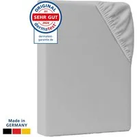 AM Qualitätsmatratzen Spannbettlaken Baumwolle in hellgrau, Bettlaken für Matratzen, Made in Germany, Baumwolle, Gummizug: rundum, (1 Stück), 100x200x30