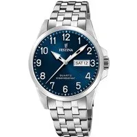 Festina Quarzuhr Festina Herren Uhr F20357/C Edelstahl, (Analoguhr), Herren Armbanduhr rund, Edelstahlarmband silber