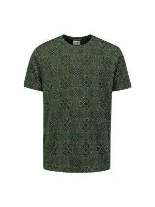 No Excess - T-Shirt mit Rundhalsausschnitt und Allover-Print grün - Gr. - M