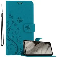 Cadorabo Handyhülle für Google Pixel 7A Hülle Google Pixel 7A, Hülle Schutzhülle Blumen Flower mit Standfunktion Kartenfach Magnet