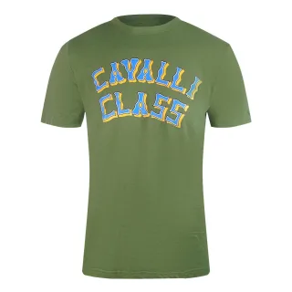 Cavalli Class - T-shirt In Militärgrün Mit Mehrlagigem Logo